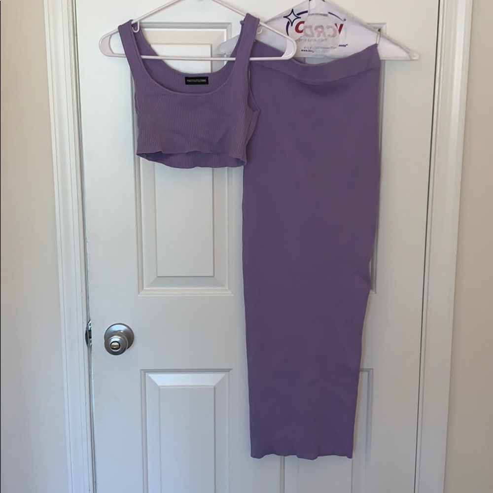 2 piece set (tank crop and long skirt)
